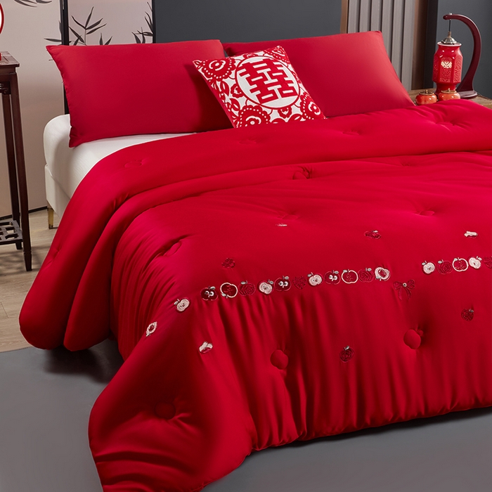 91家纺网 家纺一手货源 找家纺 （总）小牛席业 2025新款平安喜乐婚庆被喜被被子被芯天丝莫代尔木本纤维再生纤维