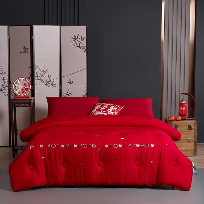 91家纺网 家纺一手货源 找家纺 （总）小牛席业 2025新款平安喜乐婚庆被喜被被子被芯天丝莫代尔木本纤维再生纤维