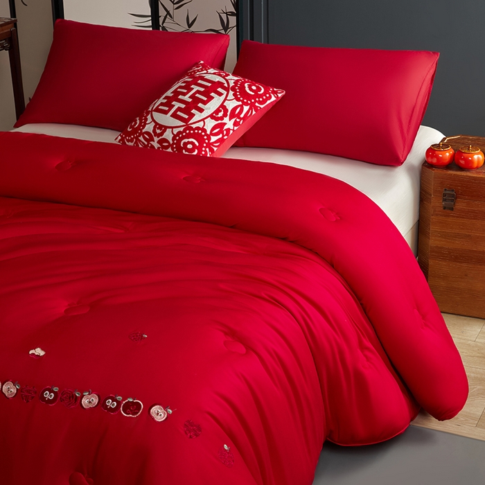 91家纺网 家纺一手货源 找家纺 （总）小牛席业 2025新款平安喜乐婚庆被喜被被子被芯天丝莫代尔木本纤维再生纤维