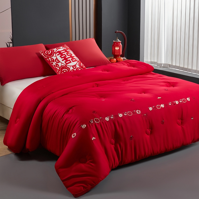 91家纺网 家纺一手货源 找家纺 （总）小牛席业 2025新款平安喜乐婚庆被喜被被子被芯天丝莫代尔木本纤维再生纤维