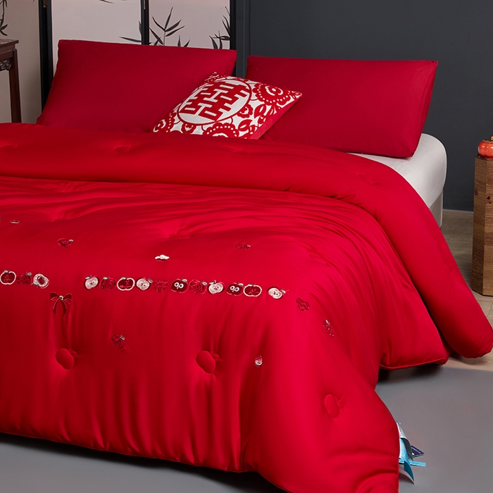 91家纺网 家纺一手货源 找家纺 （总）小牛席业 2025新款平安喜乐婚庆被喜被被子被芯天丝莫代尔木本纤维再生纤维