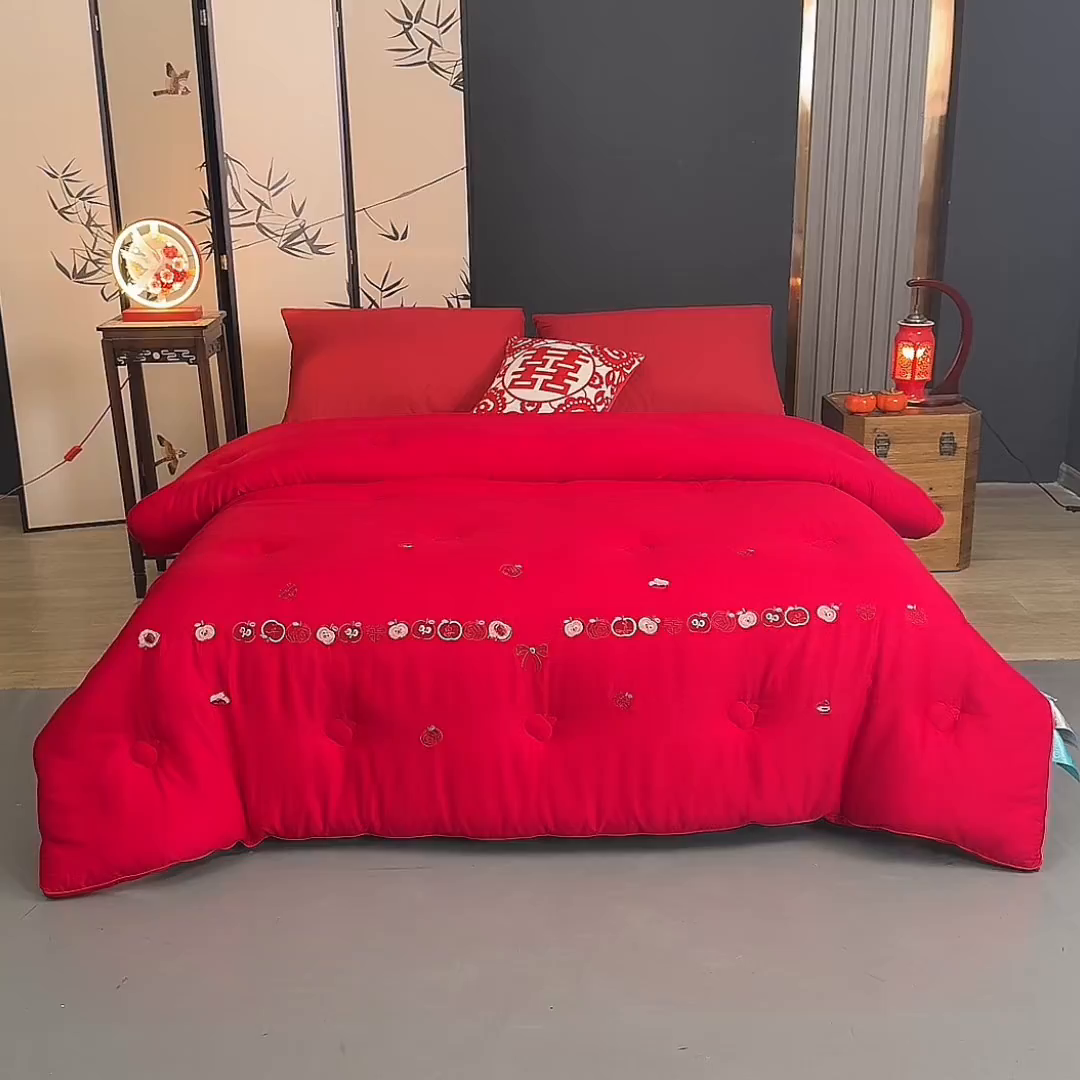 91家纺网 家纺一手货源 找家纺 （总）小牛席业 2025新款平安喜乐婚庆被喜被被子被芯天丝莫代尔木本纤维再生纤维