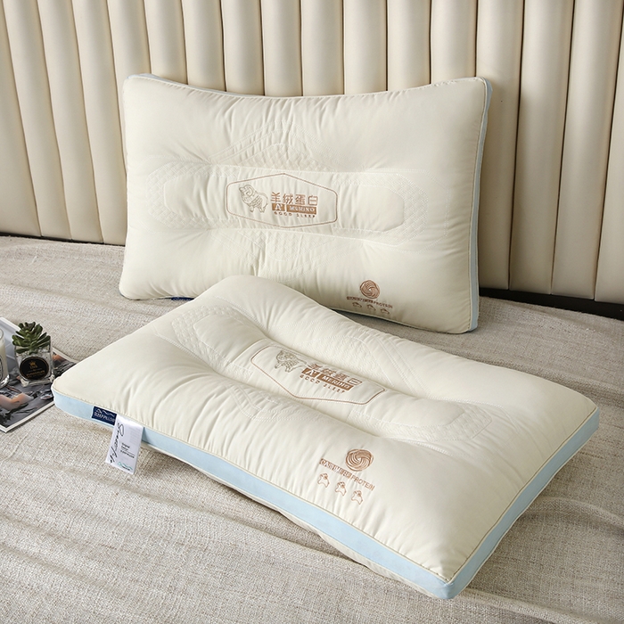 91家纺网 家纺一手货源 找家纺 永乐枕芯 2025新款羊绒蛋白枕枕头枕芯 蓝色