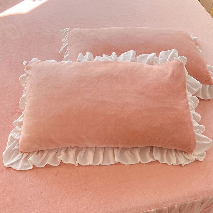 91家纺网 家纺一手货源 找家纺 唐人居 2025新款加厚牛奶绒床裙款四件套--花颜系列 花颜-浅粉玉