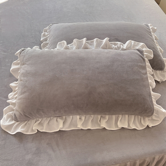 91家纺网 家纺一手货源 找家纺 唐人居 2025新款加厚牛奶绒床裙款四件套--花颜系列 花颜-浅灰