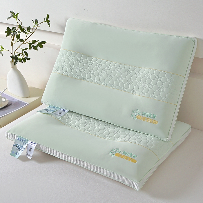 永乐枕芯 2025新款凉感冰丝乳胶护颈枕枕头枕芯 浅绿