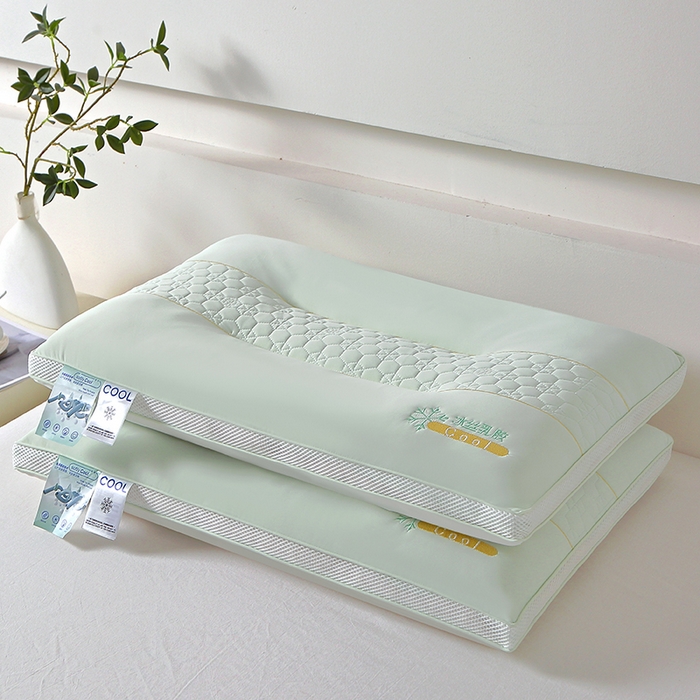 91家纺网 家纺一手货源 找家纺 永乐枕芯 2025新款凉感冰丝乳胶护颈枕枕头枕芯 浅绿