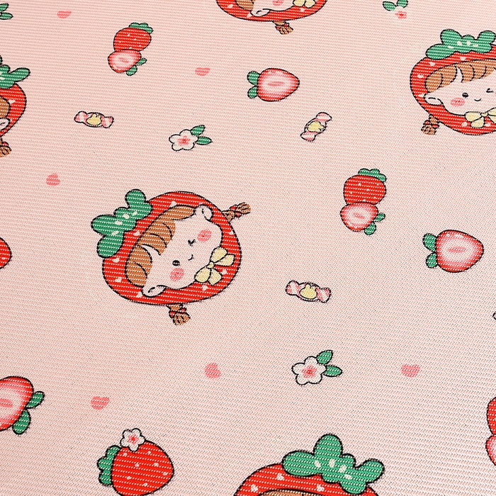 91家纺网 家纺一手货源 找家纺 萌宝家纺 2025新款7A抗菌儿童冰藤席卡通软席幼儿园冰丝席可定制 草莓女孩