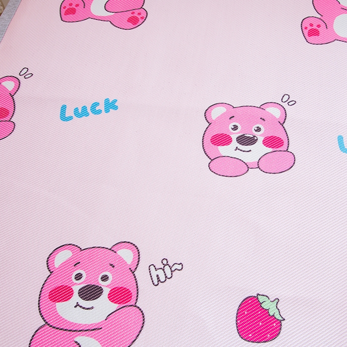 91家纺网 家纺一手货源 找家纺 萌宝家纺 2025新款7A抗菌儿童冰藤席卡通软席幼儿园冰丝席可定制 粉色小熊