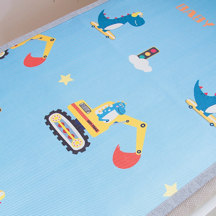 91家纺网 家纺一手货源 找家纺 萌宝家纺 2025新款7A抗菌儿童冰藤席卡通软席幼儿园冰丝席可定制 恐龙挖掘机