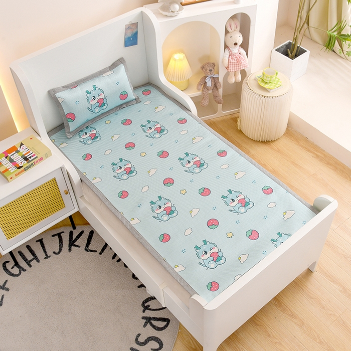 91家纺网 家纺一手货源 找家纺 萌宝家纺 2025新款7A抗菌儿童冰藤席卡通软席幼儿园冰丝席可定制 萌龙