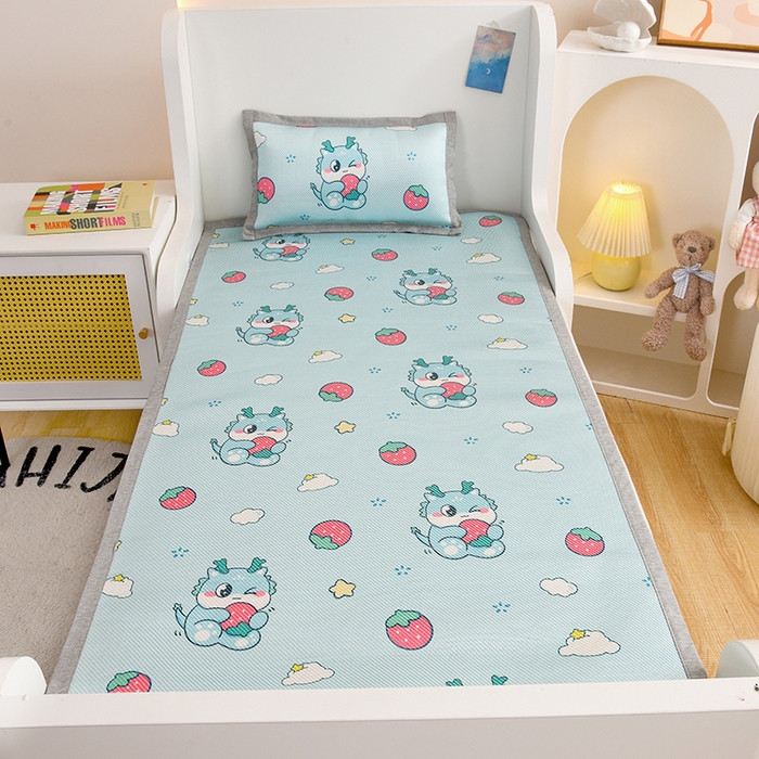 91家纺网 家纺一手货源 找家纺 萌宝家纺 2025新款7A抗菌儿童冰藤席卡通软席幼儿园冰丝席可定制 萌龙