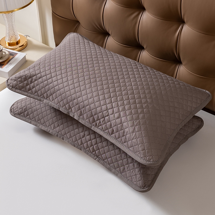 91家纺网 家纺一手货源 找家纺 小米枕芯 2025新款纯色简约隔脏枕套 灰色一对