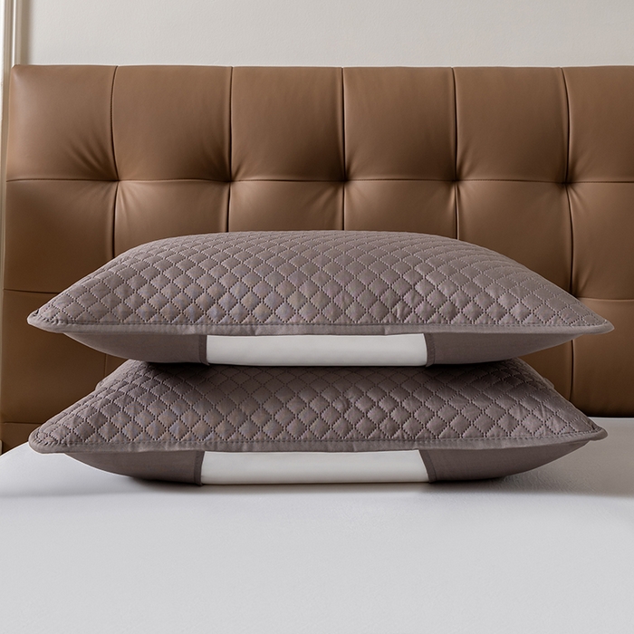 小米枕芯 2025新款纯色简约隔脏枕套 灰色一对