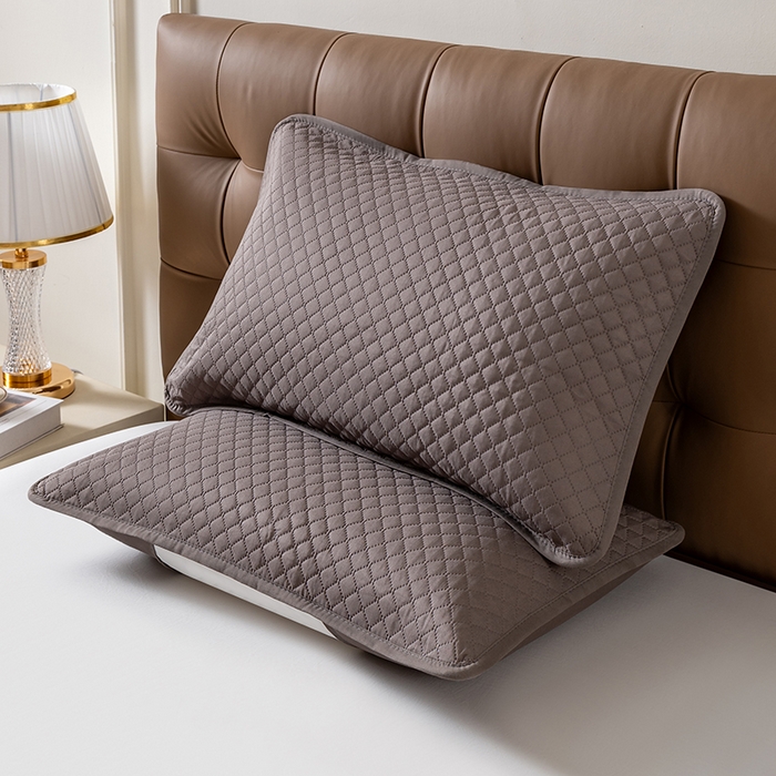 91家纺网 家纺一手货源 找家纺 小米枕芯 2025新款纯色简约隔脏枕套 灰色一对