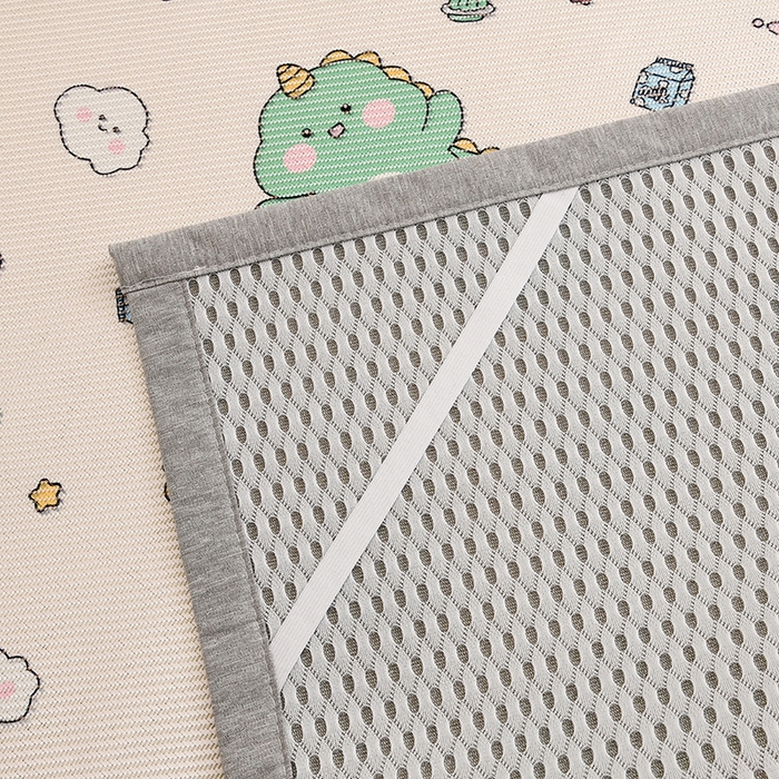 91家纺网 家纺一手货源 找家纺 萌宝家纺 2025新款7A抗菌儿童冰藤席卡通软席幼儿园冰丝席可定制 小恐龙