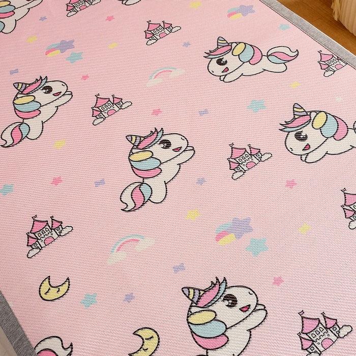 91家纺网 家纺一手货源 找家纺 萌宝家纺 2025新款7A抗菌儿童冰藤席卡通软席幼儿园冰丝席可定制 小马