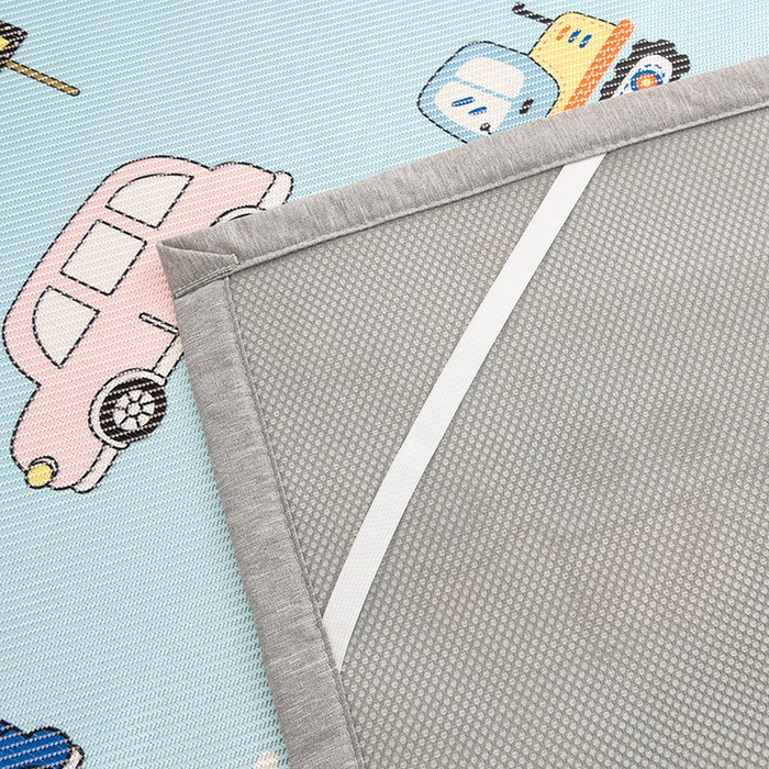 91家纺网 家纺一手货源 找家纺 萌宝家纺 2025新款7A抗菌儿童冰藤席卡通软席幼儿园冰丝席可定制 小汽车-蓝