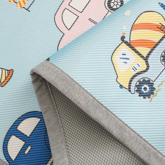 91家纺网 家纺一手货源 找家纺 萌宝家纺 2025新款7A抗菌儿童冰藤席卡通软席幼儿园冰丝席可定制 小汽车-蓝