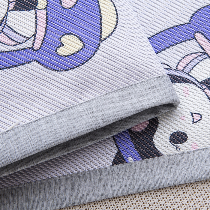 91家纺网 家纺一手货源 找家纺 萌宝家纺 2025新款7A抗菌儿童冰藤席卡通软席幼儿园冰丝席可定制 紫色精灵