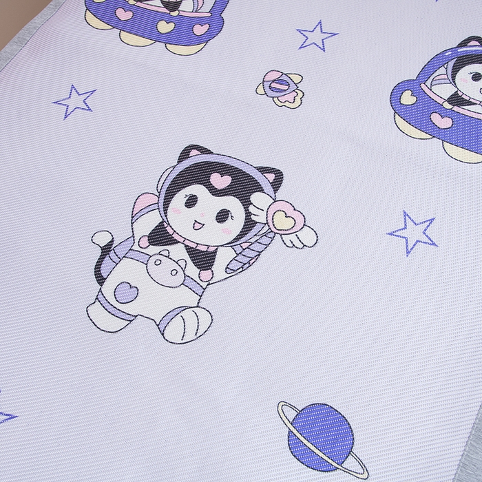 91家纺网 家纺一手货源 找家纺 萌宝家纺 2025新款7A抗菌儿童冰藤席卡通软席幼儿园冰丝席可定制 紫色精灵