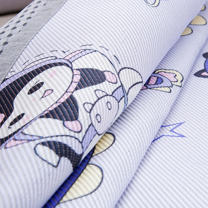 91家纺网 家纺一手货源 找家纺 萌宝家纺 2025新款7A抗菌儿童冰藤席卡通软席幼儿园冰丝席可定制 紫色精灵