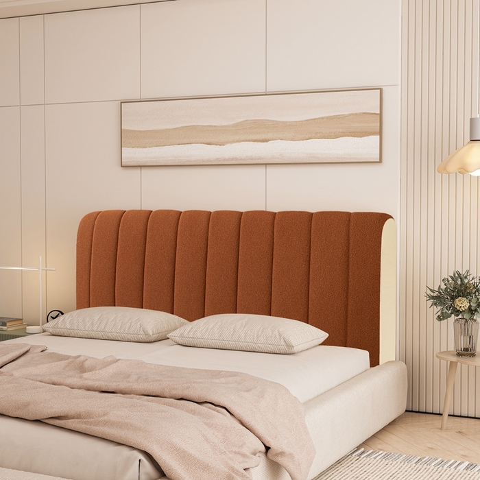 91家纺网 家纺一手货源 找家纺 沐沐家纺 2026新款絮语床头罩靠背 元气橙