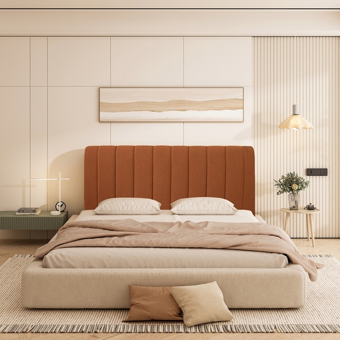 91家纺网 家纺一手货源 找家纺 沐沐家纺 2026新款絮语床头罩靠背 元气橙