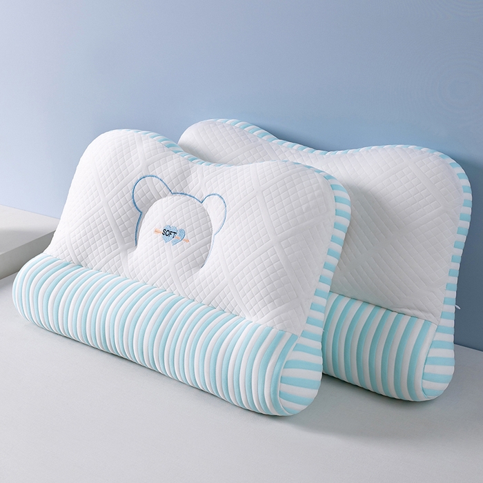 91家纺网 家纺一手货源 找家纺 小米枕芯 2025新款一箭双心护颈枕头枕芯 蓝色一对