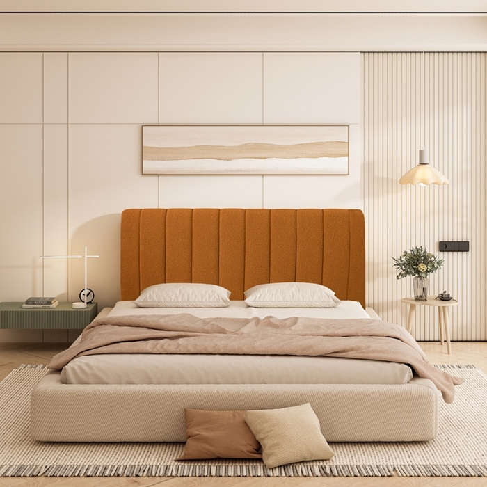 91家纺网 家纺一手货源 找家纺 沐沐家纺 2026新款絮语床头罩靠背 拿铁咖啡