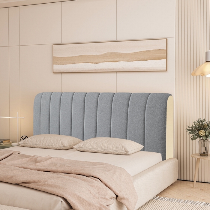 91家纺网 家纺一手货源 找家纺 沐沐家纺 2026新款絮语床头罩靠背 暮云灰