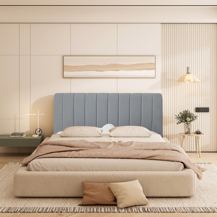 91家纺网 家纺一手货源 找家纺 沐沐家纺 2026新款絮语床头罩靠背 暮云灰