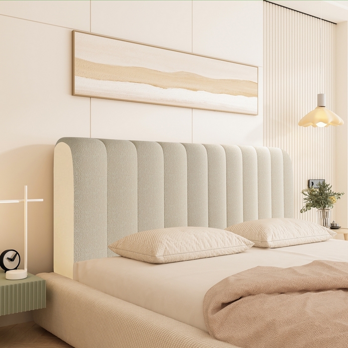 沐沐家纺 2026新款絮语床头罩靠背 浅中灰