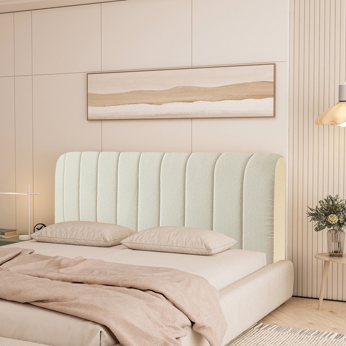 91家纺网 家纺一手货源 找家纺 沐沐家纺 2026新款絮语床头罩靠背 浅中灰