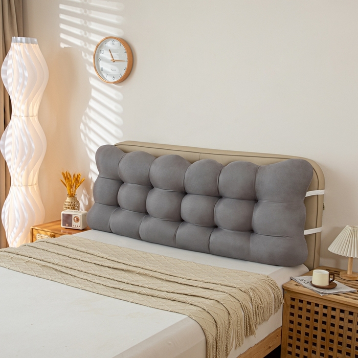 91家纺网 家纺一手货源 找家纺 沐沐家纺 2026新款小雪球床头靠背 浅灰