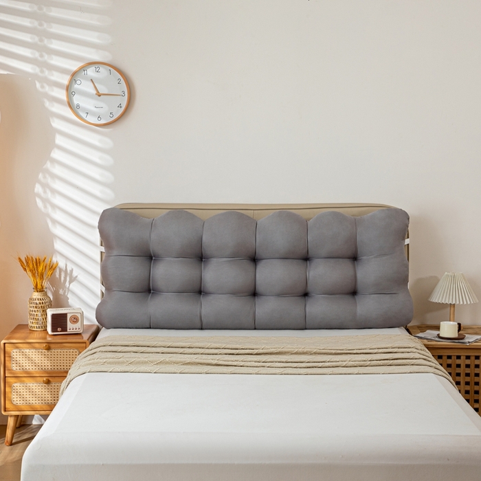 91家纺网 家纺一手货源 找家纺 沐沐家纺 2026新款小雪球床头靠背 浅灰