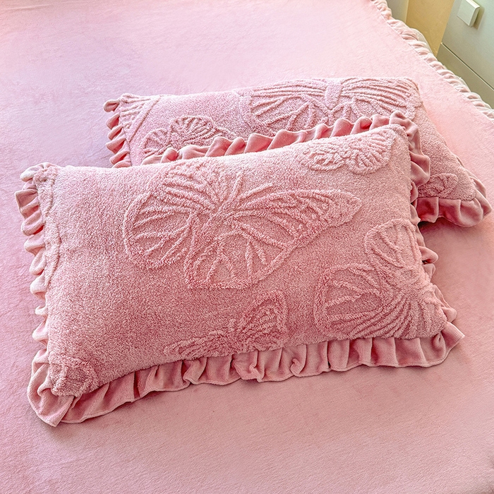 91家纺网 家纺一手货源 找家纺 唐人居 2025新款雕花牛奶绒床裙花边四件套--蝶舞 蝶舞-豆沙