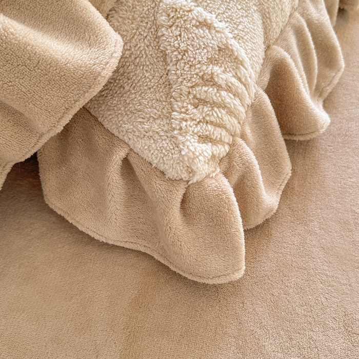 91家纺网 家纺一手货源 找家纺 唐人居 2025新款雕花牛奶绒床裙花边四件套--蝶舞 蝶舞-卡其