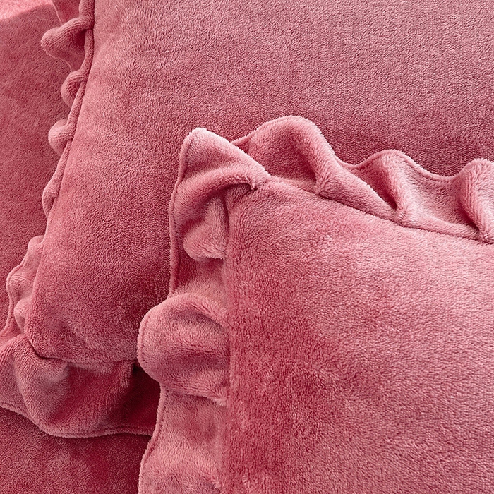 91家纺网 家纺一手货源 找家纺 唐人居 2025新款加厚牛奶绒蕾丝花边床裙款四件套--爱丽丝系列 爱丽丝-豆沙