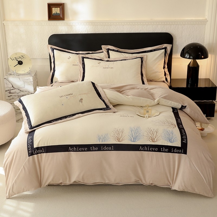 91家纺网 家纺一手货源 找家纺 （总）唐人居 2025新款宝宝绒绣花四件套-塞纳河畔