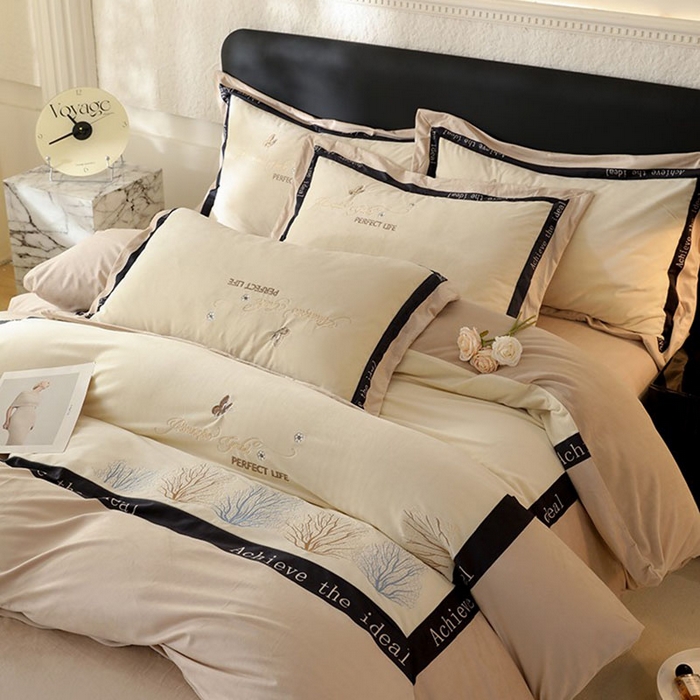 91家纺网 家纺一手货源 找家纺 唐人居 2025新款宝宝绒绣花四件套-塞纳河畔 塞纳河畔-卡其