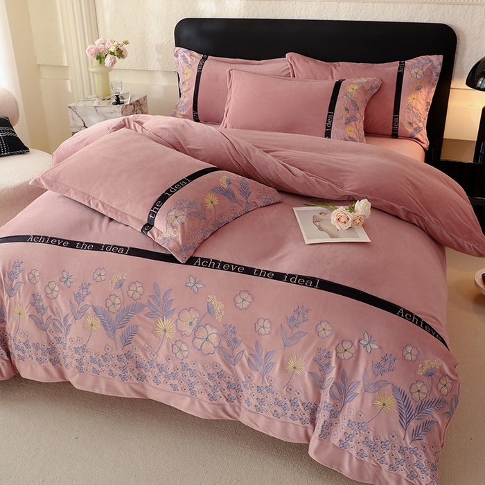 91家纺网 家纺一手货源 找家纺 唐人居 2025新款宝宝绒绣花四件套-塞纳河畔 塞纳河畔-豆沙