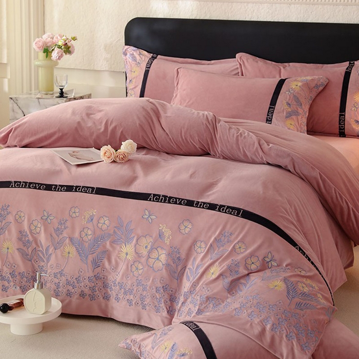 91家纺网 家纺一手货源 找家纺 唐人居 2025新款宝宝绒绣花四件套-塞纳河畔 塞纳河畔-豆沙