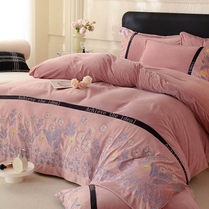 91家纺网 家纺一手货源 找家纺 唐人居 2025新款宝宝绒绣花四件套-塞纳河畔 塞纳河畔-豆沙