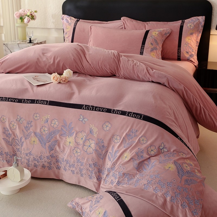 91家纺网 家纺一手货源 找家纺 唐人居 2025新款宝宝绒绣花四件套-塞纳河畔 塞纳河畔-豆沙