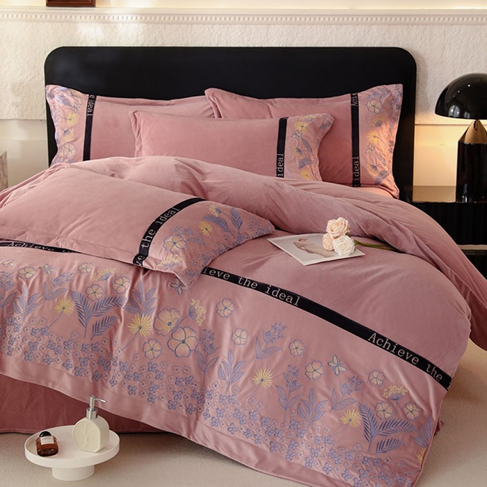 91家纺网 家纺一手货源 找家纺 唐人居 2025新款宝宝绒绣花四件套-塞纳河畔 塞纳河畔-豆沙