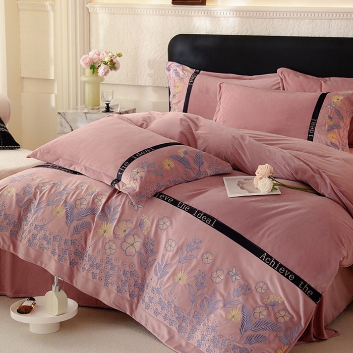 91家纺网 家纺一手货源 找家纺 唐人居 2025新款宝宝绒绣花四件套-塞纳河畔 塞纳河畔-豆沙