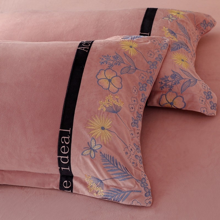 91家纺网 家纺一手货源 找家纺 唐人居 2025新款宝宝绒绣花四件套-塞纳河畔 塞纳河畔-豆沙