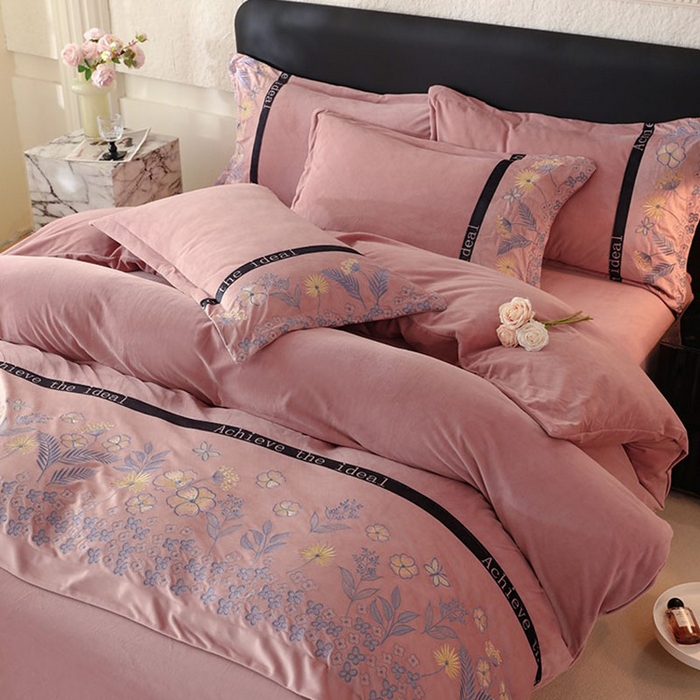 91家纺网 家纺一手货源 找家纺 唐人居 2025新款宝宝绒绣花四件套-塞纳河畔 塞纳河畔-豆沙