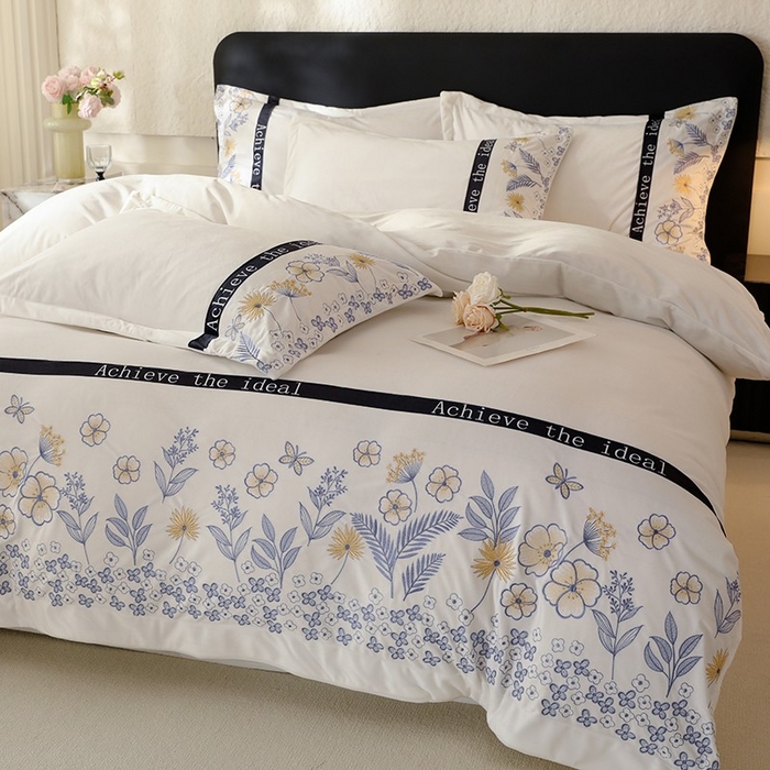 唐人居 2025新款宝宝绒绣花四件套-塞纳河畔 塞纳河畔-米白